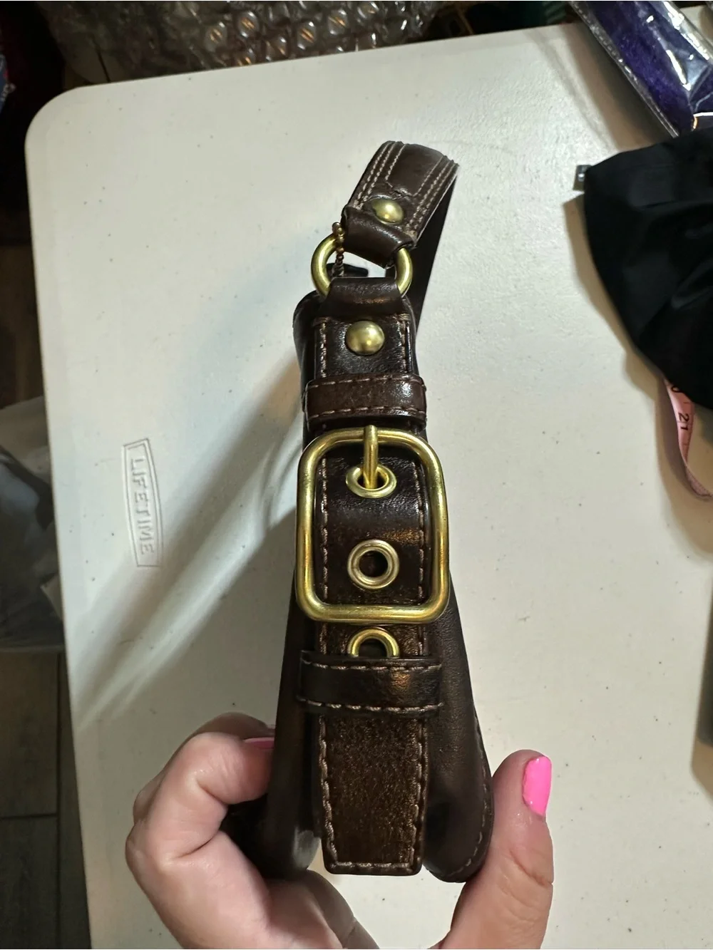 COACH Zoe Y2K Vintage Small Mini Hobo Shoulder Bag Purse Brown Leather
